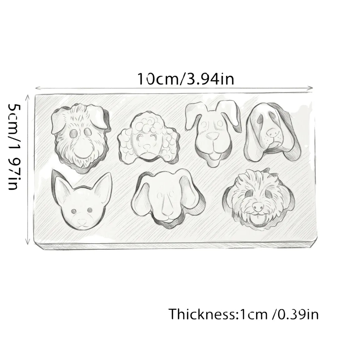 Dog Silicone Mould — Assorted Dog Head Shapes