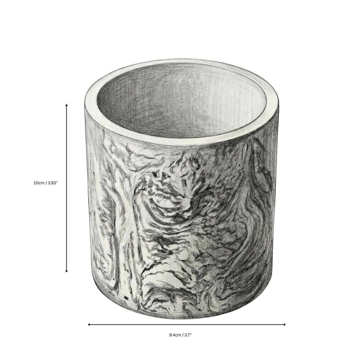 Refillable Dark Grey GRC Candle Vessel — Large