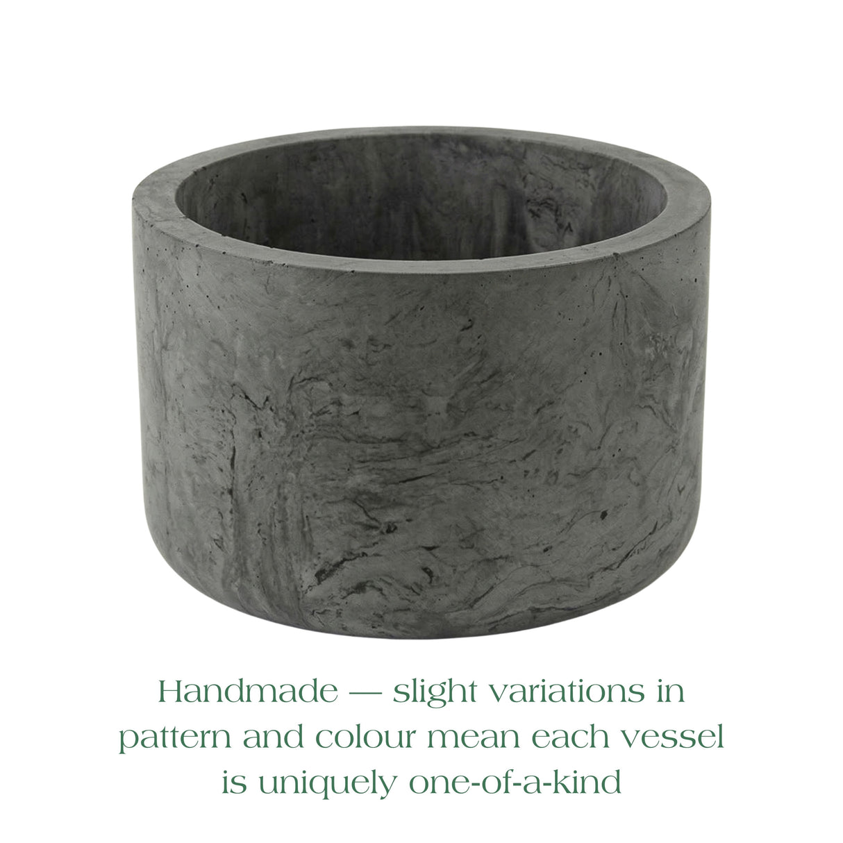 Refillable Dark Grey GRC Candle Vessel — Small