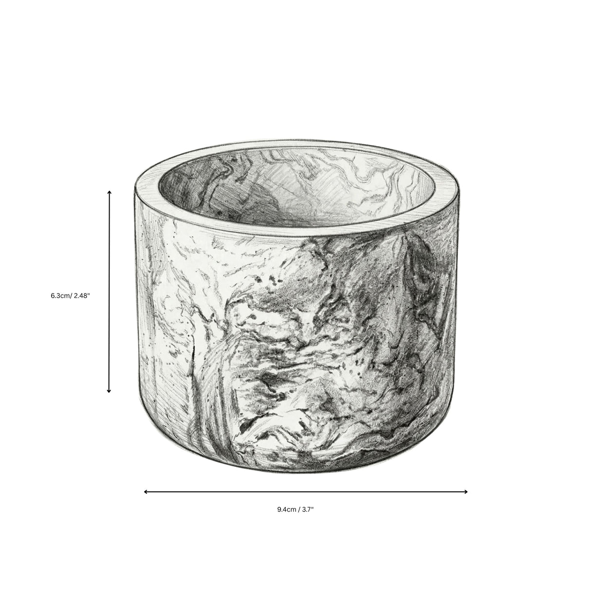 Refillable Dark Grey GRC Candle Vessel — Small