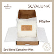 Soy blend container wax in a 800g box with SOYALUNA branding on a beige background.