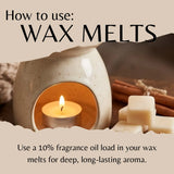 Wax melt burner with candle and wax melts on a neutral background