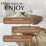 Text overlay on a blurred bedroom scene with 'Other ways to ENJOY' and product categories.