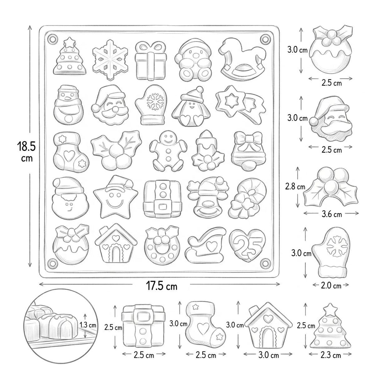 Christmas Silicone Mould — 25‑Cavity Festive Shapes