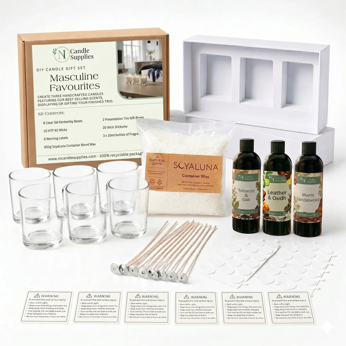 Make-Your-Own Scented Candle Gift Set - Masculine Favourites
