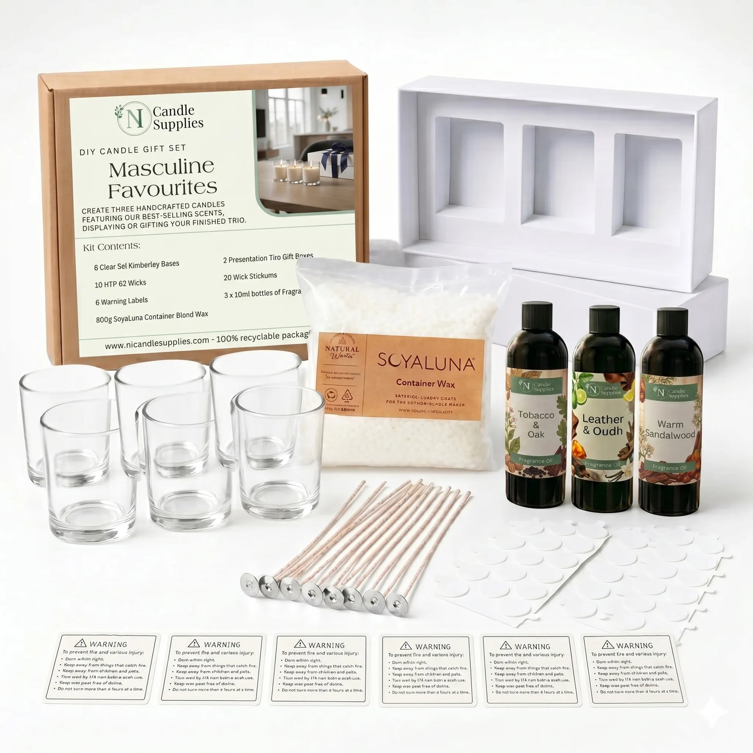 Make-Your-Own Scented Candle Gift Set - Masculine Favourites