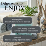 Promotional graphic with the headline 'Other ways to ENJOY' over a styled bathroom or spa-like shelf scene. Large text overlays read: 'Room Sprays', 'Bath & Body Products', and 'Perfumes', with corresponding product categories listed beneath.