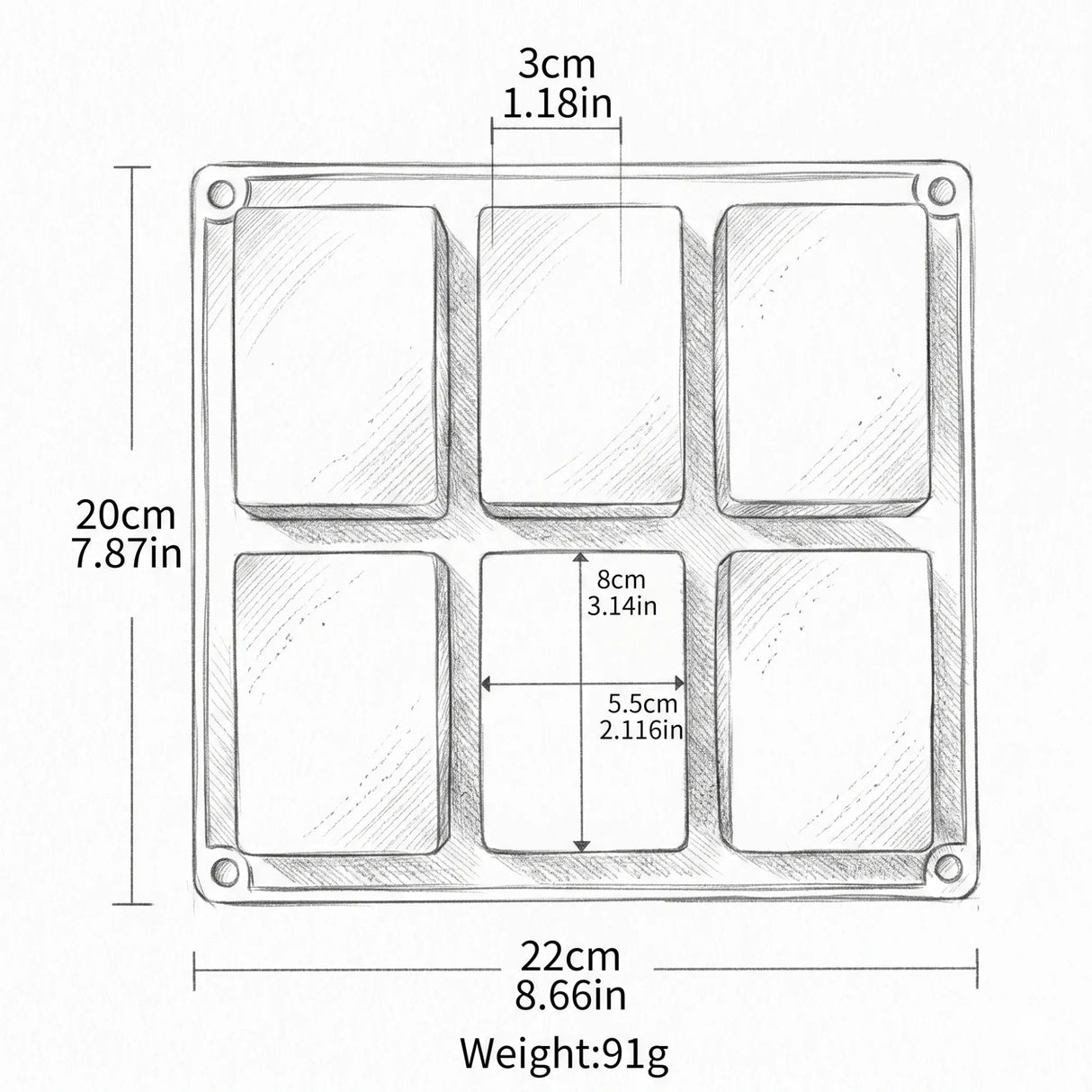 Silicone Soap Mould — 6‑Cavity Rectangular Bar Mould