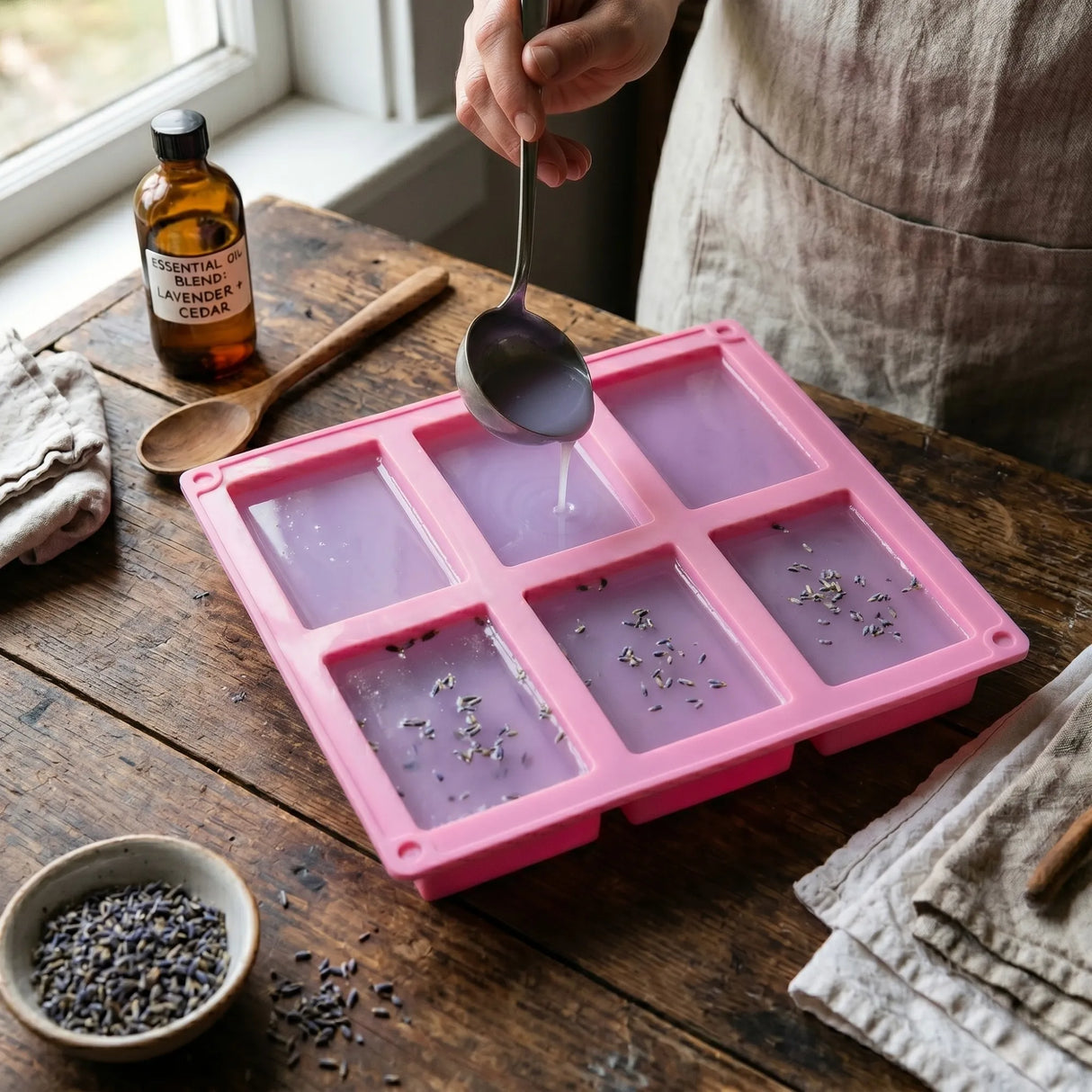 Silicone Soap Mould — 6‑Cavity Rectangular Bar Mould